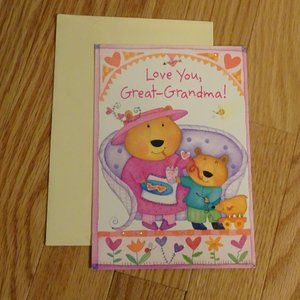 Cute Vintage VALENTINE'S DAY Card FOR GREAT-GRANDMA by Gibson +Envelope